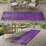 8' Runner Purple Striped Washable Non Skid Indoor Outdoor Runner Rug