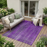 5' X 8' Purple Striped Washable Non Skid Indoor Outdoor Area Rug