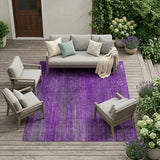 8' X 10' Purple Striped Washable Non Skid Indoor Outdoor Area Rug