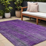 8' X 10' Purple Striped Washable Non Skid Indoor Outdoor Area Rug