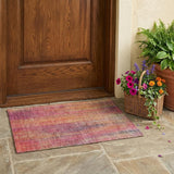 2' X 3' Red and Orange Striped Washable Non Skid Indoor Outdoor Area Rug