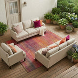 8' X 10' Red and Orange Striped Washable Non Skid Indoor Outdoor Area Rug