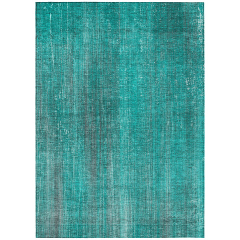 3' X 5' Teal Striped Washable Non Skid Indoor Outdoor Area Rug