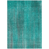 5' X 8' Teal Striped Washable Non Skid Indoor Outdoor Area Rug