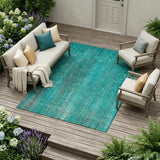 8' X 10' Teal Striped Washable Non Skid Indoor Outdoor Area Rug