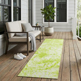 8' Runner Lime Green Abstract Washable Non Skid Indoor Outdoor Runner Rug