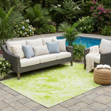5' X 8' Lime Green Abstract Washable Non Skid Indoor Outdoor Area Rug