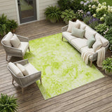 8' X 10' Lime Green Abstract Washable Non Skid Indoor Outdoor Area Rug