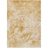 5' X 8' Cream and Gold Abstract Washable Non Skid Indoor Outdoor Area Rug