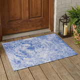 3' X 5' Blue Abstract Washable Non Skid Indoor Outdoor Area Rug
