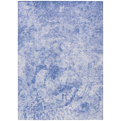 3' X 5' Blue Abstract Washable Non Skid Indoor Outdoor Area Rug