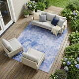 8' X 10' Blue Abstract Washable Non Skid Indoor Outdoor Area Rug