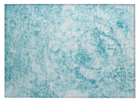 2' X 3' Teal Abstract Washable Non Skid Indoor Outdoor Area Rug
