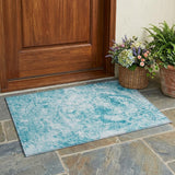 2' X 3' Teal Abstract Washable Non Skid Indoor Outdoor Area Rug