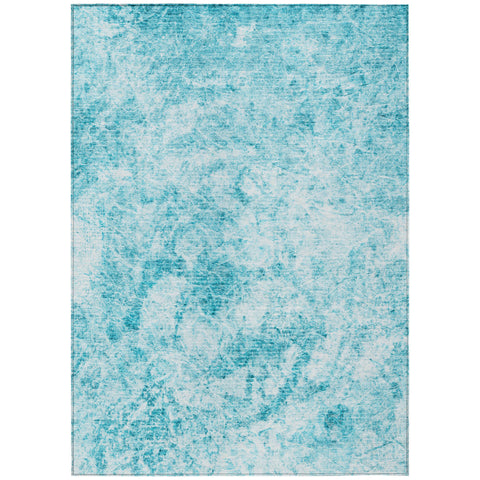 8' X 10' Teal Abstract Washable Non Skid Indoor Outdoor Area Rug
