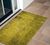 2' X 3' Gold Abstract Washable Non Skid Indoor Outdoor Area Rug