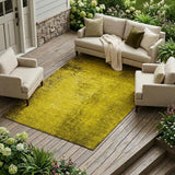 8' X 10' Gold Abstract Washable Non Skid Indoor Outdoor Area Rug