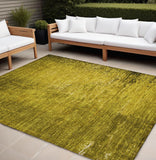 8' X 10' Gold Abstract Washable Non Skid Indoor Outdoor Area Rug