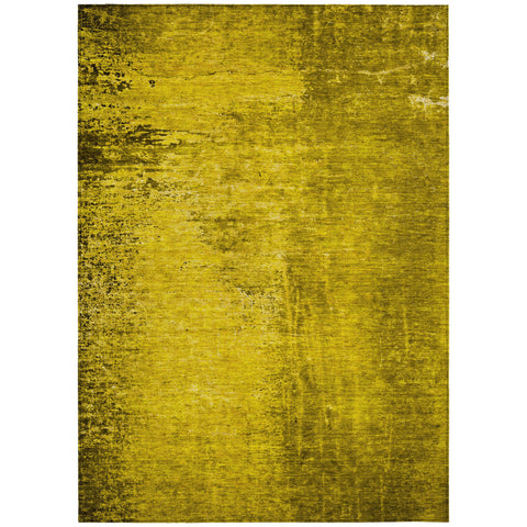 8' X 10' Gold Abstract Washable Non Skid Indoor Outdoor Area Rug