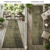 8' Runner Gray Abstract Washable Non Skid Indoor Outdoor Runner Rug