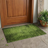 2' X 3' Green Abstract Washable Non Skid Indoor Outdoor Area Rug