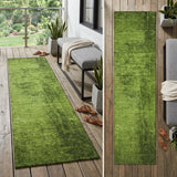 8' Runner Green Abstract Washable Non Skid Indoor Outdoor Runner Rug