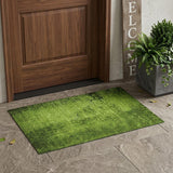 3' X 5' Green Abstract Washable Non Skid Indoor Outdoor Area Rug