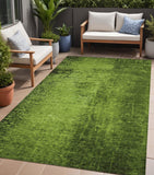 5' X 8' Green Abstract Washable Non Skid Indoor Outdoor Area Rug