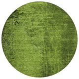 8' Round Green Round Abstract Washable Non Skid Indoor Outdoor Area Rug