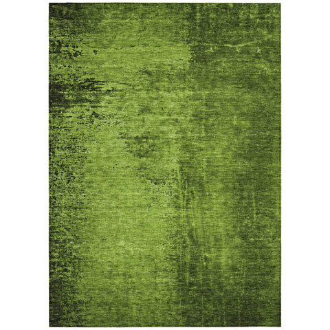 8' X 10' Green Abstract Washable Non Skid Indoor Outdoor Area Rug