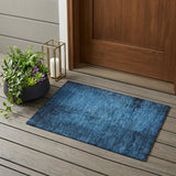 2' X 3' Navy Blue Abstract Washable Non Skid Indoor Outdoor Area Rug