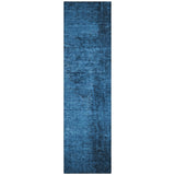 8' Runner Navy Blue Abstract Washable Non Skid Indoor Outdoor Runner Rug