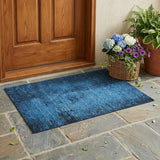 3' X 5' Navy Blue Abstract Washable Non Skid Indoor Outdoor Area Rug