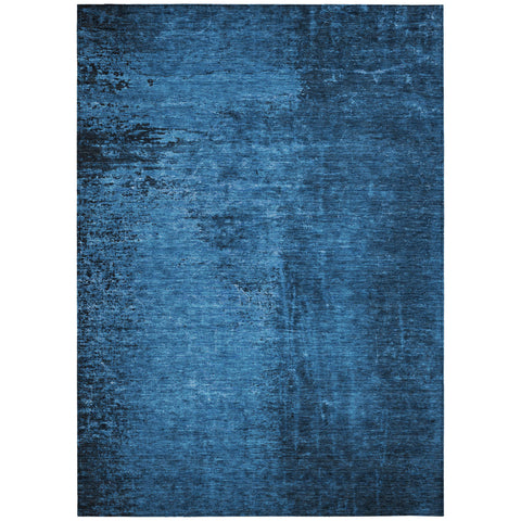 3' X 5' Navy Blue Abstract Washable Non Skid Indoor Outdoor Area Rug