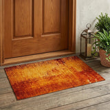 3' X 5' Orange Abstract Washable Non Skid Indoor Outdoor Area Rug