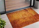 3' X 5' Orange Abstract Washable Non Skid Indoor Outdoor Area Rug