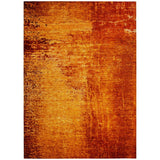 3' X 5' Orange Abstract Washable Non Skid Indoor Outdoor Area Rug