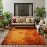 5' X 8' Orange Abstract Washable Non Skid Indoor Outdoor Area Rug