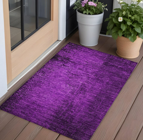 2' X 3' Purple Abstract Washable Non Skid Indoor Outdoor Area Rug