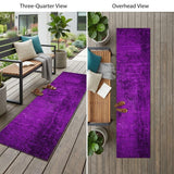 8' Runner Purple Abstract Washable Non Skid Indoor Outdoor Runner Rug