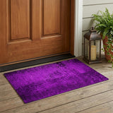 3' X 5' Purple Abstract Washable Non Skid Indoor Outdoor Area Rug
