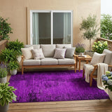 5' X 8' Purple Abstract Washable Non Skid Indoor Outdoor Area Rug