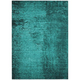 8' X 10' Teal Abstract Washable Non Skid Indoor Outdoor Area Rug