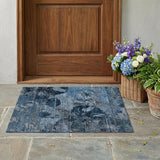 3' X 5' Blue and Dark Blue Abstract Washable Indoor Outdoor Area Rug