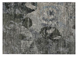 2' X 3' Gray Dark Green and Black Floral Washable Non Skid Indoor Outdoor Area Rug