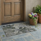3' X 5' Gray Dark Green and Black Floral Washable Non Skid Indoor Outdoor Area Rug