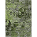 5' X 8' Green and Gray Abstract Washable Indoor Outdoor Area Rug