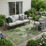 5' X 8' Green and Gray Abstract Washable Indoor Outdoor Area Rug
