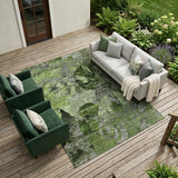 8' X 10' Green and Gray Abstract Washable Indoor Outdoor Area Rug