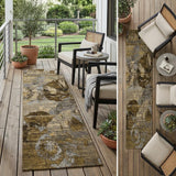 2' X 8' Brown Terracotta and Gray Abstract Washable Indoor Outdoor Runner Rug